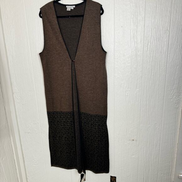 I. K. C. For Country Wear Brown One Button Wool Blend Italian Yarn Duster Size M - Picture 6 of 6